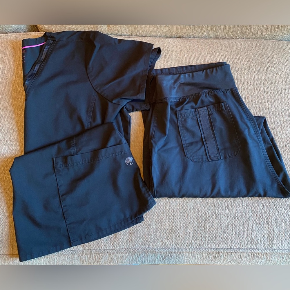 Healing hands purple label black scrub set size Large regular